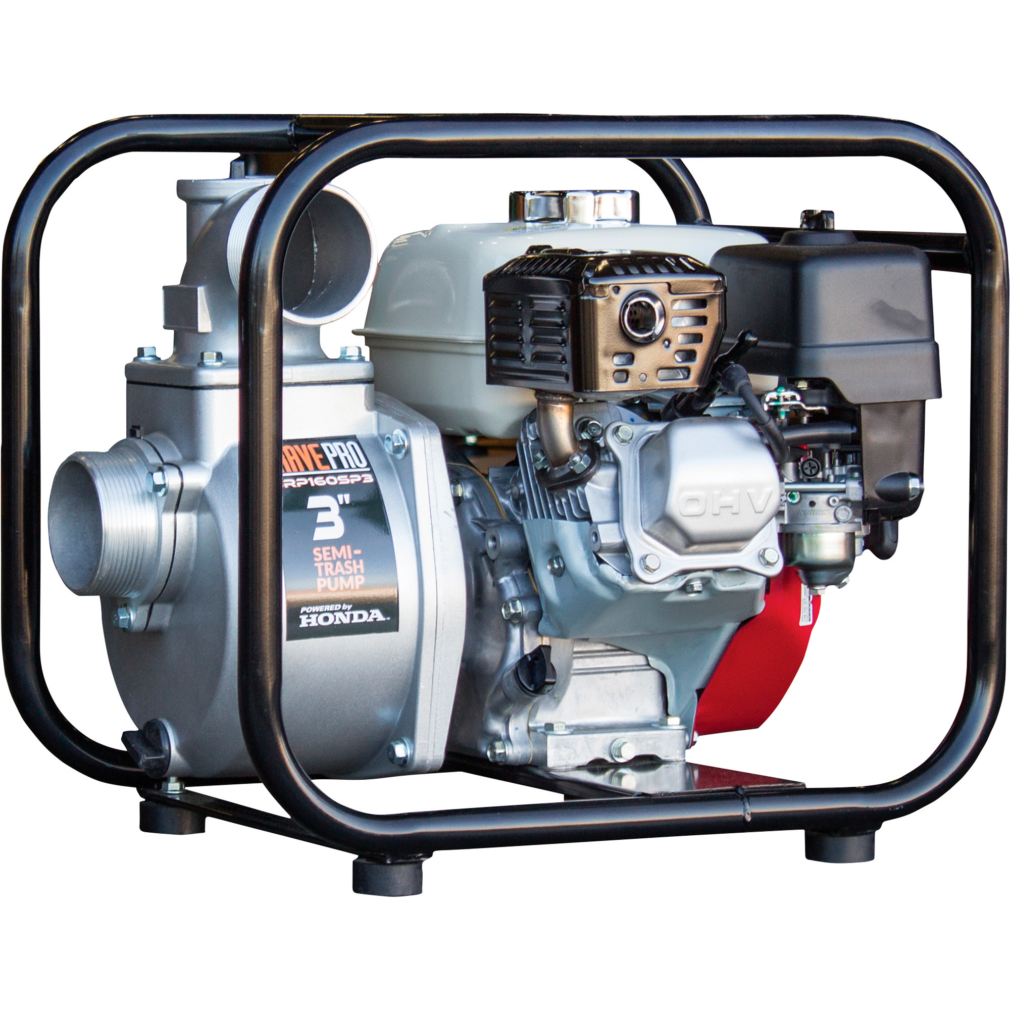 BravePro, 3in. SEMI TRASH PUMP, Max. Flow 15540 GPM, Engine Displacement 163 cc, Engine Brand Honda, Model# BRP160SP3
